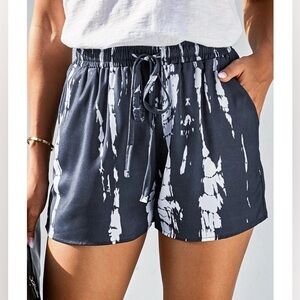 Tie-Dye Drawstring Waist Shorts with Pockets